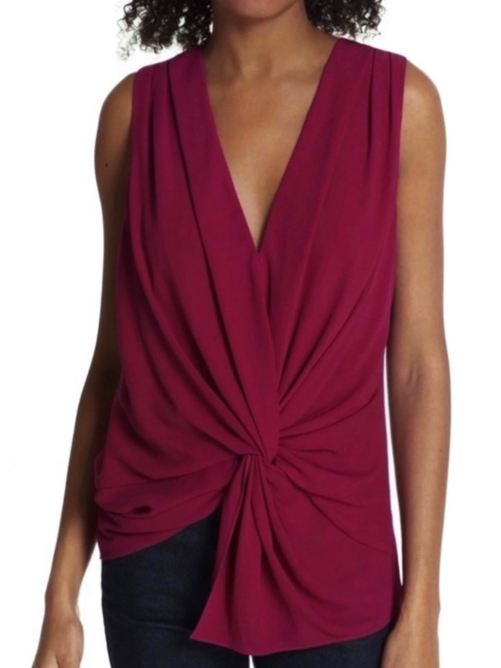 CINQ A SEPT SLEEVELESS TWIST FRONT TOP